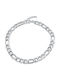 Figaro Silver Bracelet 6mm Stainless Steel 316L Bracelet 21-22 Cm
