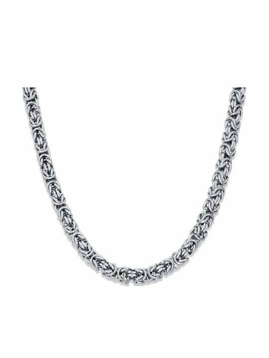 Byzantine Chain Silver 6mm Neck Chain Stainless Steel 316L 45 cm
