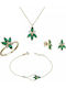 Gold Engagement Set K9 Green Stones Marquis Set036473 Set036473 Gold 9 Carats