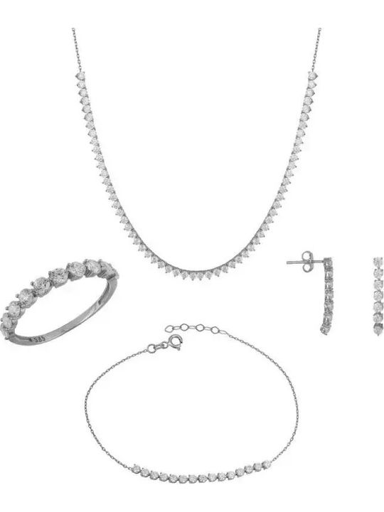 Weißgold Schmuckset Für Hochzeit Oder Verlobung K14 Rivière Set043360 Set043360 Gold 14 Karate