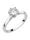 White Gold Single Stone Ring 18K Moissanite