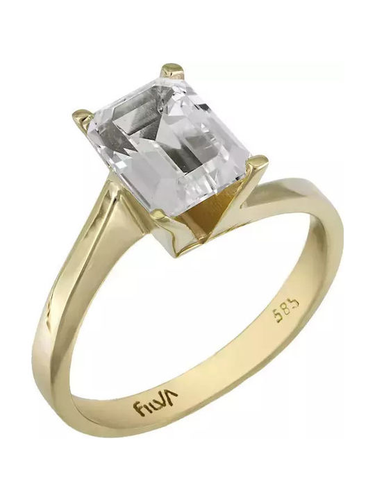 Μονόπετρο Δαχτυλίδι Χρυσό Κ14 Topaz 025772 025772 Χρυσός 14 Καράτια