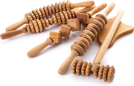 Maderotherapy Wooden Massage Tools Maderotherapy Set of 6 4x Massage Rollers 40cm 1x T-Roller 37x13cm 1x Spatula 33x16cm 1x 5 Centimeters