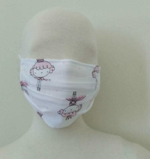 Kinder Stoffschutzmaske Piëta Weiß Rosa Ballerinas