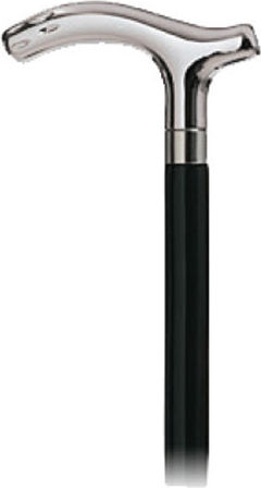 Gehstock Holz Schwarz Silberne Griff Chrom T-Form 019967