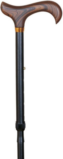 Faltbarer Gehstock aus Aluminium Schwarz Mit Holzgriff Schwarz