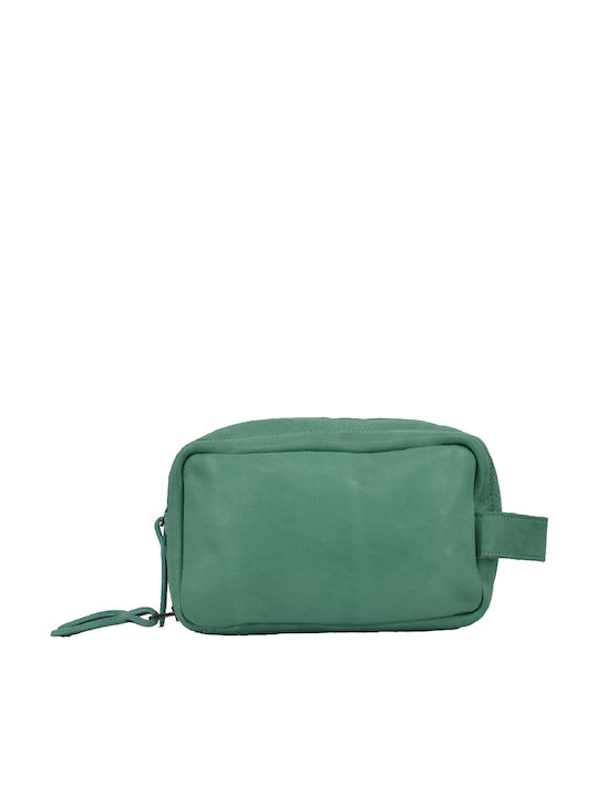 Leather 100 Leather Pouch-Necessaire Code 04-bag-ilbs-6004 Verde-Aqua