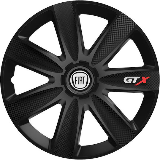 Versaco Car Hubcap Set Gtx with Fiat Emblem 16" 4pcs Black