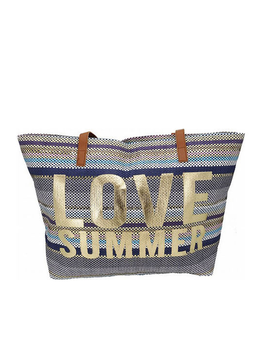Τσάντα Θαλάσσης Summer Love Μπλε Ρίγες Κωδ.13421