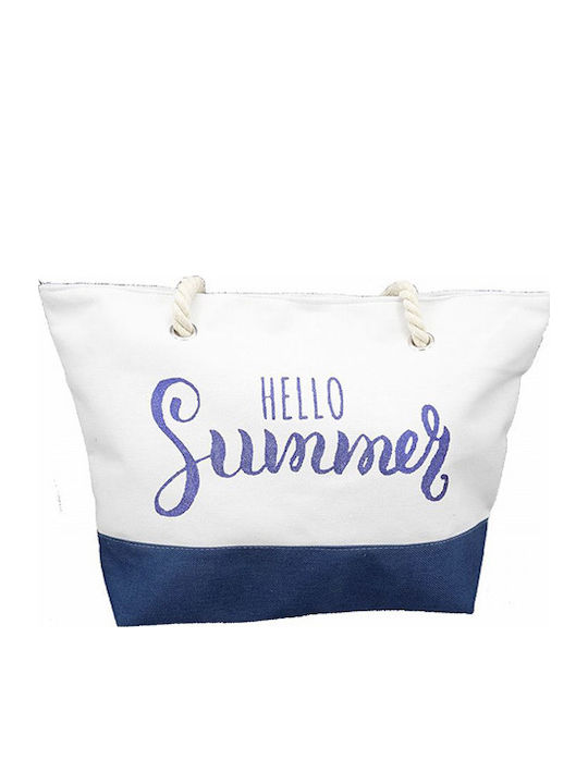 Плажна Чанта Hello Summer Бял Син Код 13432