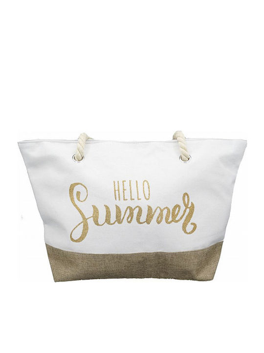 Strandtasche Hello Summer Weiß Braun Kode 13434 Strandtasche Hello Summer Weiß Braun Kode 13434