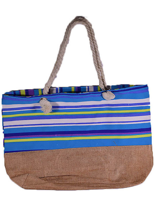 Geantă De Plajă Tote Bag Boho Albastră 52cm