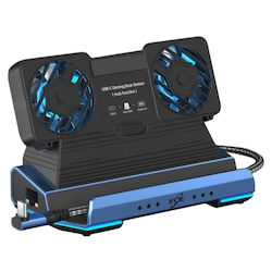 Станция за Свързване на Игри Usb-c Yce-v279a 9 в 1 Сваляем Вентилатор Синьо-черен