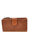 Leder 100 Damenbrieftasche Damen Portemonnaie Code 33-wallet-1456 Tabac Braun