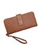Women's Wallet Brown Artificial Leather with Clasp and Zipper Multiple Inner Pockets 19.5x10x3.5 Tatu Moyo