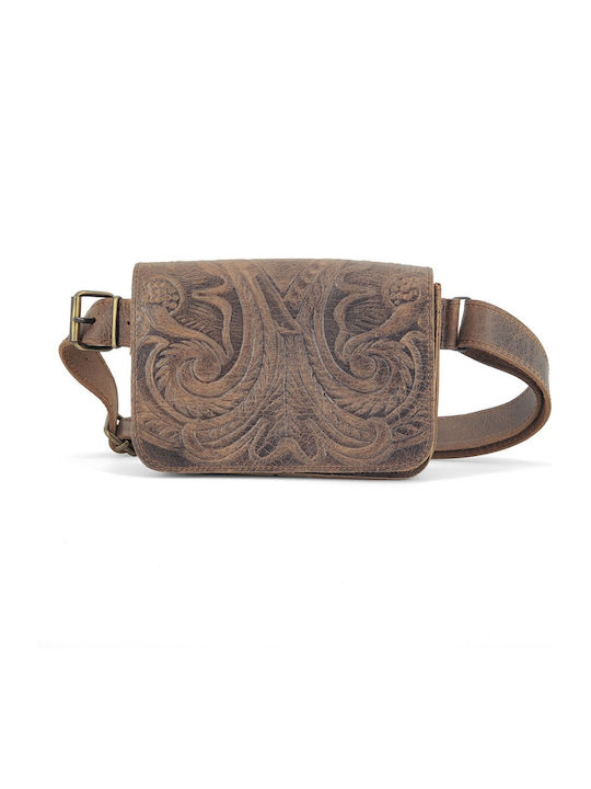 Leder Gürteltasche Κούρος 313ζ Patati Feuergravur Blume