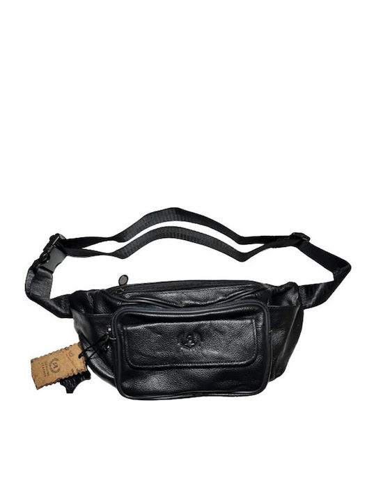Genți De Talie Din Piele Pentru Bărbați Annie Leather Negru Cu 6 Compartimente