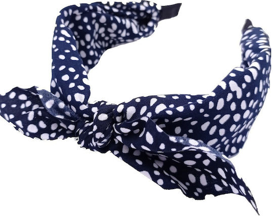 Animal Print Fabric Headband Bow Tie Blue