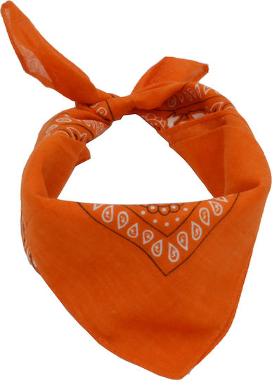 Cotton Square Bandana Paisley Print Double Sided 52x52cm Orange