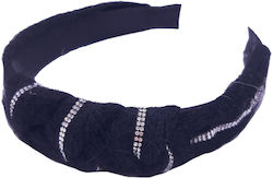 Knitted Hair Headband Fluffy Rhinestones Black