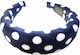 Hair Headband St112 Handmade Blue and White Polka Dot Velvet