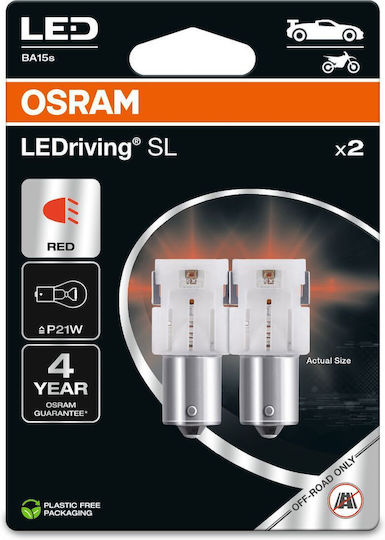 Osram Lamps Car P21W LED Red 12V 1.4W 2pcs