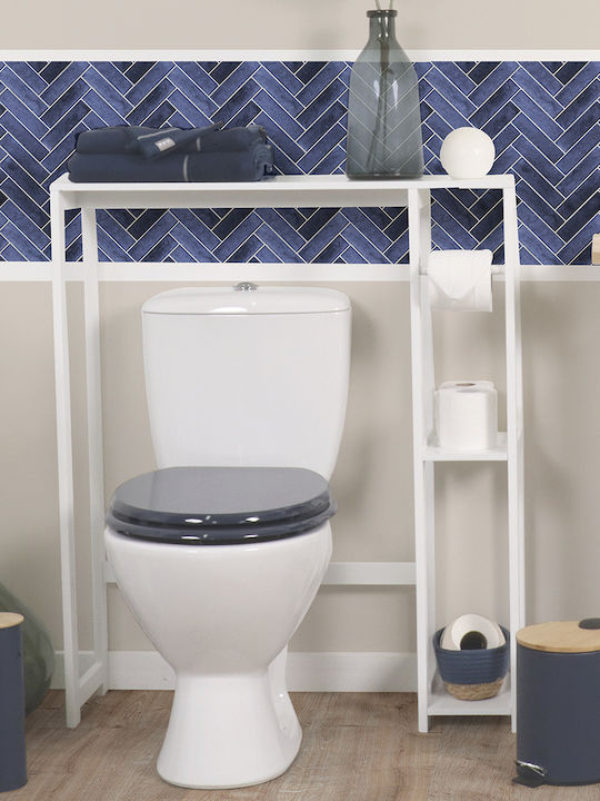 Floor Bathroom Shelf Wooden with 3 Shelves 79x23x95cm White