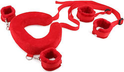 Clifcu Erotic Bondage Accessory Adjustable Leg Straps Neck Pillow Red