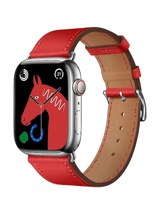 Forcell Armband Leder Rot (Apple Watch 42/44/45/49 mm)