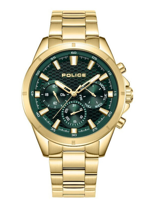 Police Men's Watch Battery with Gold Metal Brac...