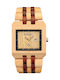 Holzuhr Bewell Uranus Rot Beige 44x38mm
