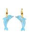 Coucou Suzette Dolphin Gold Plated Steel 0.3 Micron and Acetate Earrings 3.5x1.5 Cm