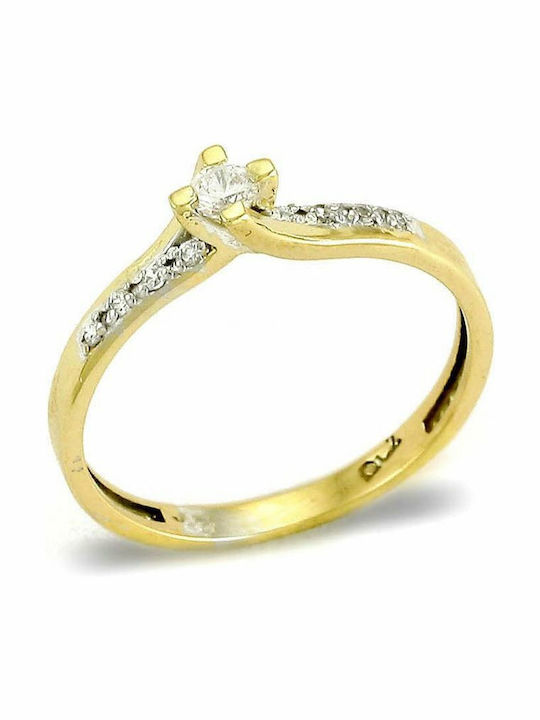 Einzelner Steine Ring Gold 9 Karat Zirkonsteine