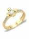 Single Stone Ring Gold 9 Carats Zircon Stones