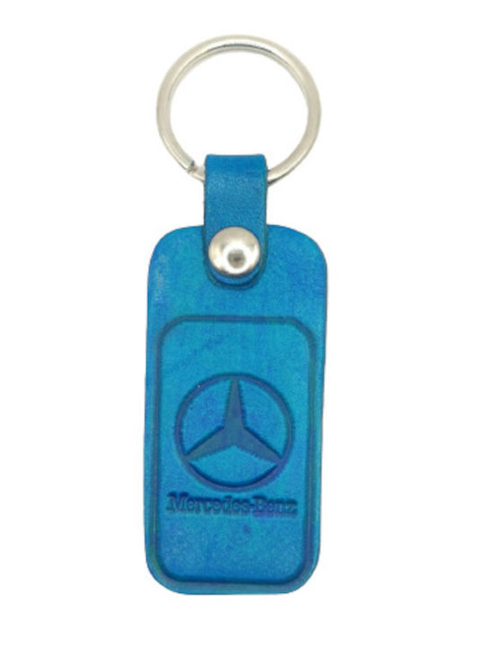 Leather Keychain Petrol Blue Mercedes Benz 6138-k