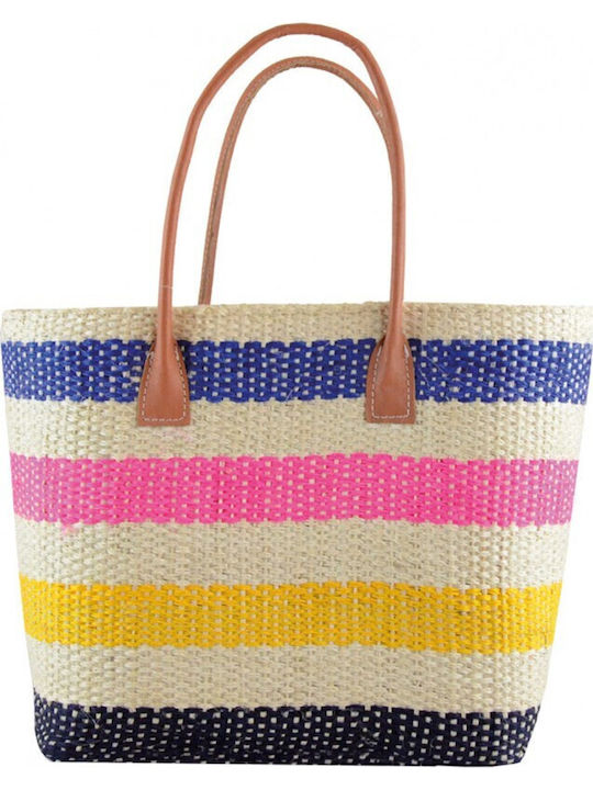 Wicker Multicolour Striped Beach Bag B18-146
