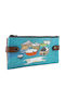 Large Women's Card Wallet Pera Wallet S.wallet Cats Blue-Tan Brown