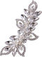 Bridal Clip Hair Pin Crystals Pearls Silver 9 Cm