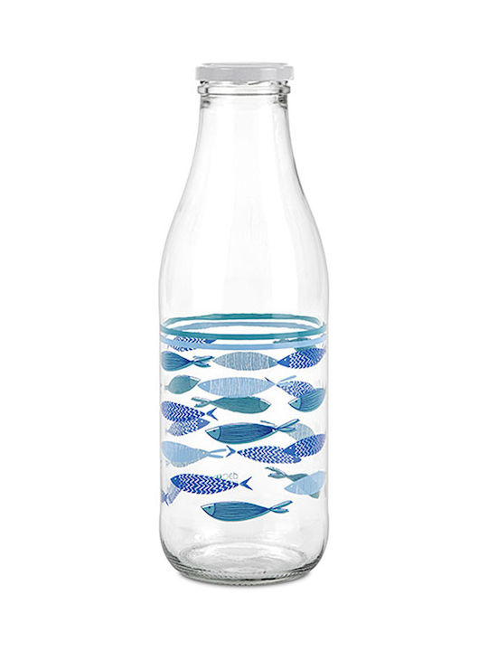Decover Bottle Water Glass with Screw Cap Transparent 1000ml