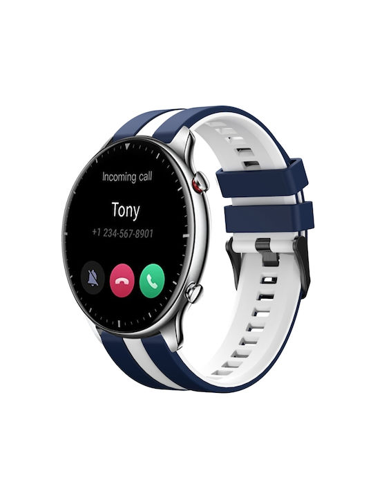 Amazfit GTR 2 22mm Two-Tone Sports Silicone Watch Strap Blue and White
