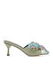 Mules with Thin High Heel in Green Color