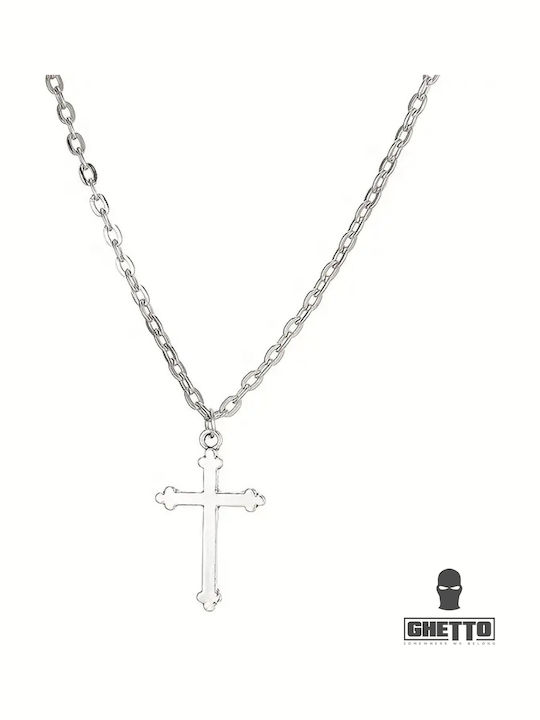Ghetto Kreuz aus Stahl mit Kette