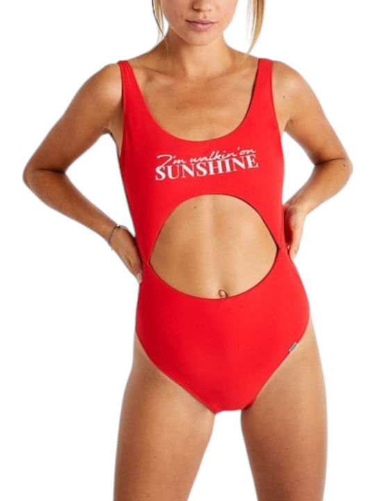 Beachbabe One-Piece Swimsuit with Cutouts Red