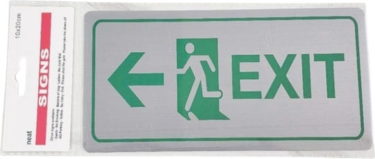 Πινακίδα Αυτοκόλλητη Exit Εξόδου Αριστερά 1τμχ 10*20cm