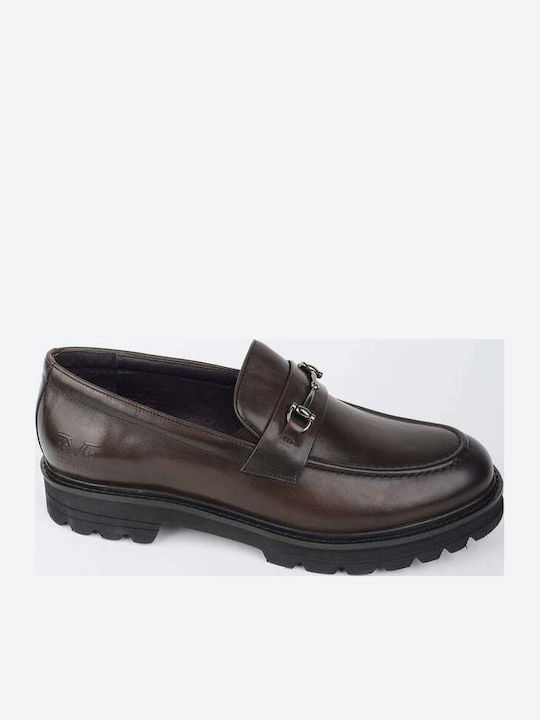 Δερμάτινα Ανδρικά Loafers σε Καφέ Χρώμα