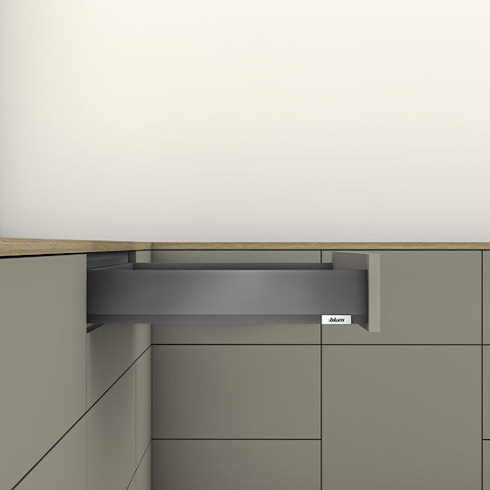 Metallisches Blum Merivobox M Schublade Höhe 10,8 cm Tiefe 50 cm Tragfähigkeit 40 kg Dunkelgrau Grey Orion