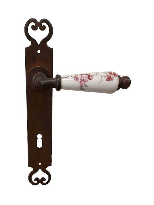 Mânere Ușă Placă Handmade Galbusera 1-20 Limoges Ivory Porțelan Roșie Decorațiune Ușă Cameră Pereche 90mm