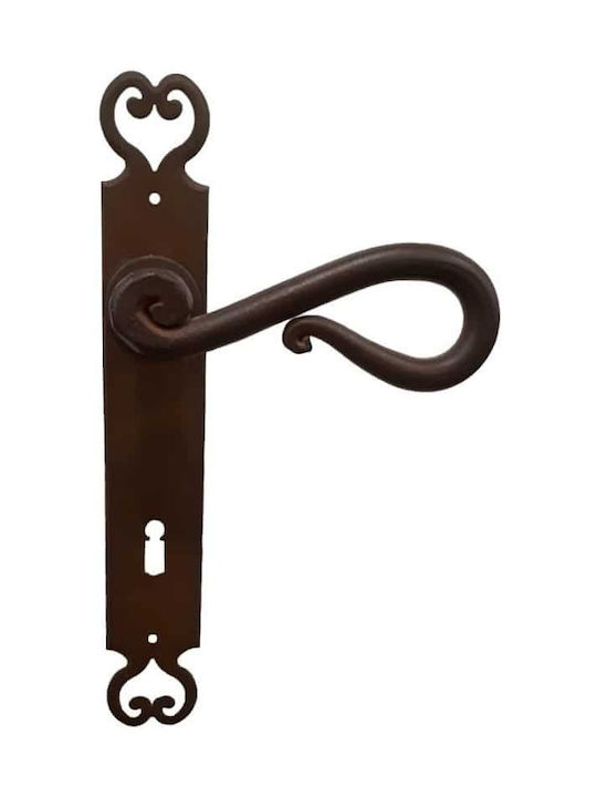 Door Handles Plate Handmade Galbusera 2200 Antique Rust Cylinder Security Pair