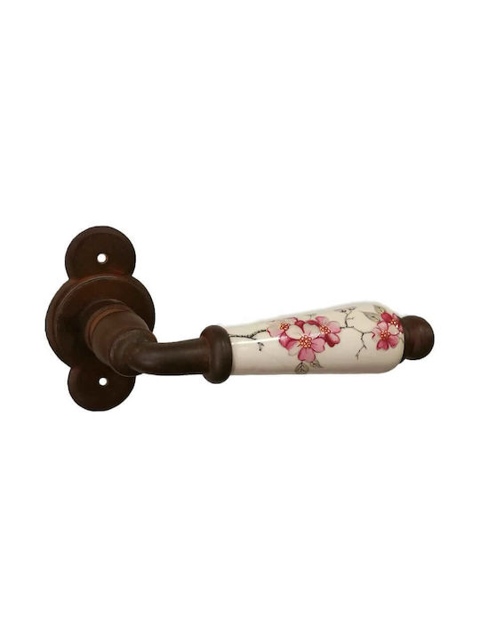 Mânere Ușă Rosette Handmade Galbusera 1-20 Antic Rugină Limoges Ivory Porțelan Roșie Decorațiune Stânga Siguranță Cilindru