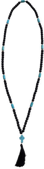 Prayer Beads Black Stones and Turquoise Stones 100 Pieces 38cm